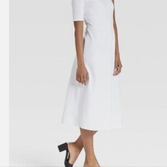 Off The Shoulder White Dress Resortwear Vacation Office Wear Business Casual - Picture 7 of 9